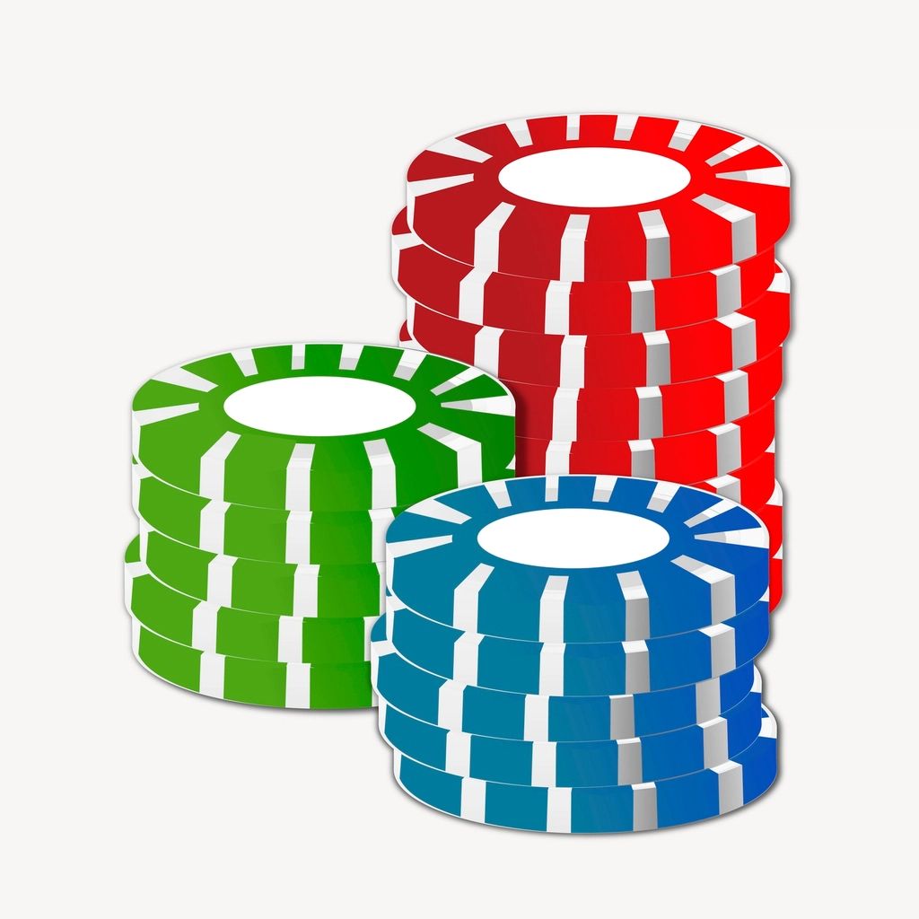 Gaming chips and cards on the table felt